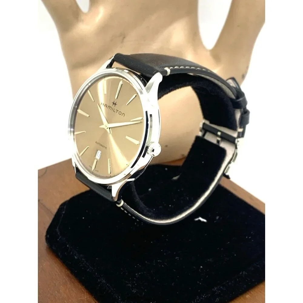 Hamilton Men's Watch H38525721 Swiss Automatic Beige Dial Leather Band 40mm
